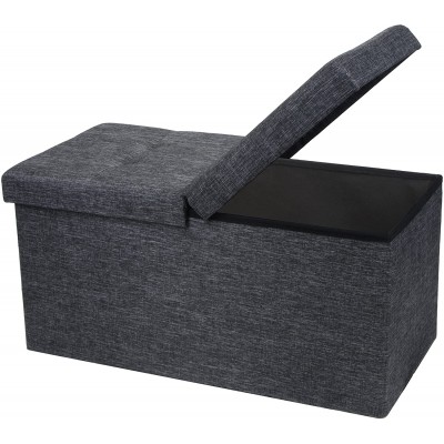 Collapsable Padded Polyeter  Linen Fabric Folding Storage  Ottoman with Removable Lid 30"x15"x15"