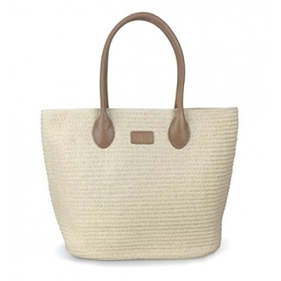 Straw woven pu tote women shoulder storage handbag